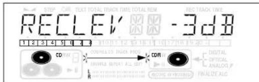 STEP CAN TEXT TOTAL TRACK TIME TOTAL REM REC LCK TIME REC LCK V -3 dB 1 2 3 4 5 6 7 8 9 10 11 12 13 14 15 16 17 18 19 CD COMPLETED TRACK PROC DOUBLE OUTPUT ALC BIT R COR DIGITAL OPTICAL ANALOG P RECOISE IN PROCESSED FINAL ALC