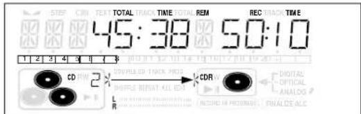 STEP CIN TEXT TOTAL TRACK TIME TOTAL REM REC TRACK TIME 45:38 50:10 CD PIN 2 COVULATED TRACK PICO PRICE REPAINT ALL EDS CDR REDUCT IN PROGRAMS FINALIZE ALC DIGITAL OPTICAL ANALOG