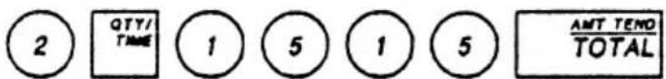 2 QTY/TIME 1 5 1 5 AMT TENO/TOTAL