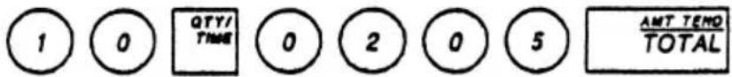 1 0 QTY/TIME 0 2 0 5 AMT TEMO/TOTAL