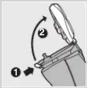 Diagram showing a mechanical device with labeled parts and directional arrows indicating motion or rotation.