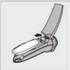 Mechanical component diagram showing a lever mechanism with a handle and lever (no text or symbols)