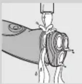 Illustration of a human head with a mechanical device attached, showing no text or symbols.