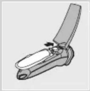 Mechanical component diagram showing a lever mechanism with a handle and lever (no text or symbols)