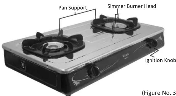 Pan Support Simmer Burner Head Ignition Knob (Figure No. 3)