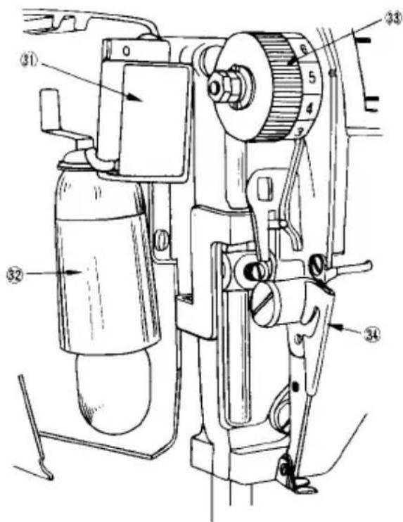 Technical diagram of a mechanical device with numbered components and labeled parts (①, ②, ③, ④)