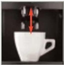 White coffee mug with red double-headed arrows indicating compression or lifting (no text or symbols)
