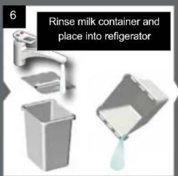 6 Rinse milk container and place into refrigerator