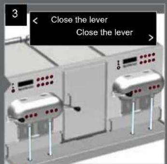 3 < Close the lever Close the lever >
