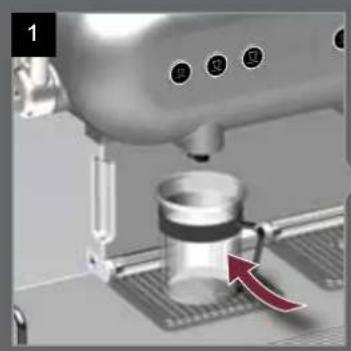 Close-up of a coffee machine with a red arrow indicating a machining process (no visible text or symbols)