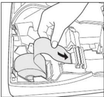 Diagram of a hand inserting a component into a car interior (no text or symbols visible)