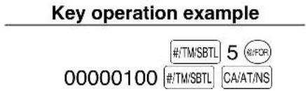 Key operation example #/TM/SBTL 5 @/FOR 00000100 #/TM/SBTL CA/AT/NS