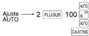 Ajuste AUTO → 2 [PLU/SUB] 100 AUTO 6 26 AUTO CA/AT/NS
