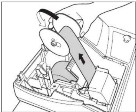 Diagram of a hand using a device to interact with a mechanical component, showing internal components and a directional arrow (no text or symbols)