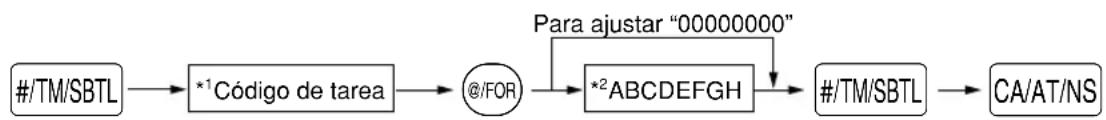 graph LR A["#/TM/SBTL"] --> B["*¹ Código de tarea"] B --> C["@/FOR"] C --> D["*² ABCDEFGH"] D --> E["#/TM/SBTL"] E --> F["CA/AT/NS"] G["Para ajustar "00000000""] --> D