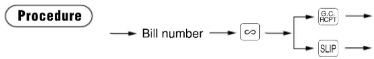 graph LR A["Procedure"] --> B["Bill number"] B --> C["∞"] C --> D["G.C. RCPT"] C --> E["SLIP"]