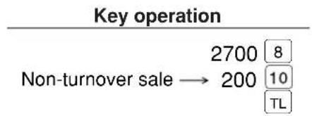 Key operation 2700 8 Non-turnover sale → 200 10 TL