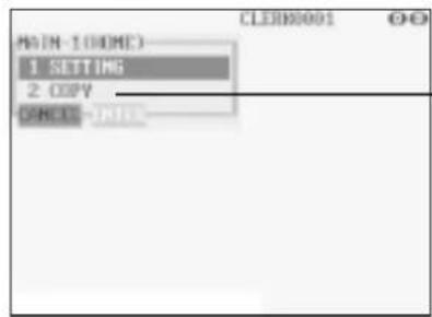 MAIN-1 (HOME) 1 SETTING 2 COPY CANCE-WRITE