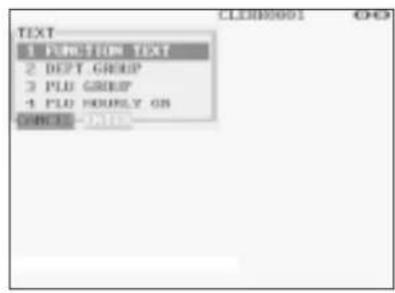 TEXT 1 FUNCTION TEXT 2 DEPT GROUP 3 PLU GROUP 4 PLU HOURLY ON CREATE - DATA