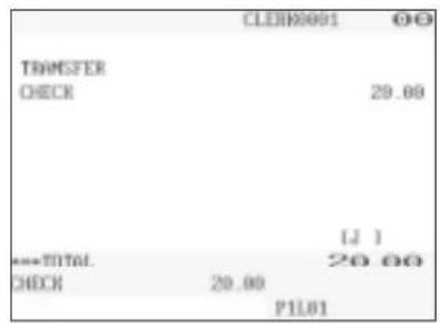 CLERH0001 00 TRANSFER CHECK 29.00 [ ] ***TOTAL 20.00 CHECK 20.00 PIL01