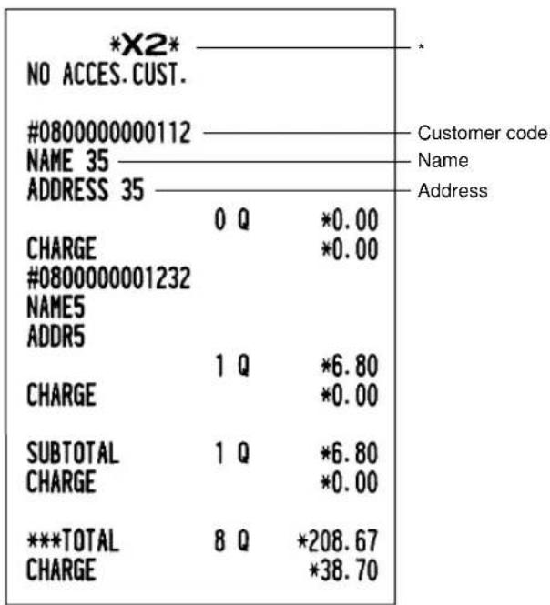X2 NO ACCESS CUST. #0800000000112 NAME 35 ADDRESS 35 CHARGE #0800000001232 NAMES ADDR5 CHARGE SUBTOTAL CHARGE ***TOTAL CHARGE 0 Q *0.00 *0.00 1 Q *6.80 *0.00 1 Q *6.80 *0.00 8 Q *208.67 *38.70 Customer code Name Address