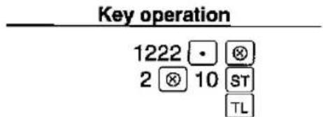 Opération clavier 1222 • Ⓧ 2 Ⓧ 10 ST TL