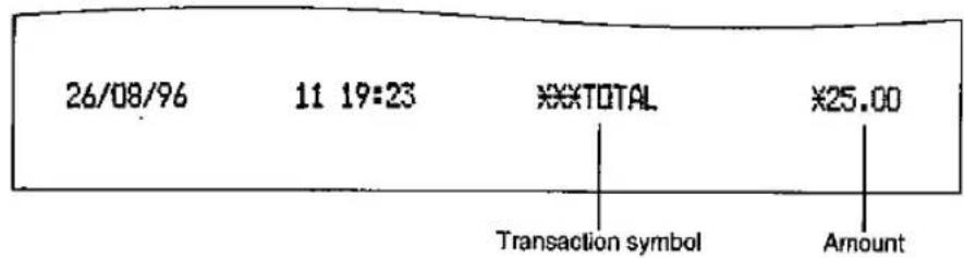 26/08/96 11 19:23 ***TOTAL 25.00 Symbole de transaction Montant