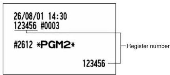 26/08/01 14:30 123456 #0003 #2612 *PGM2* 123456 Register number
