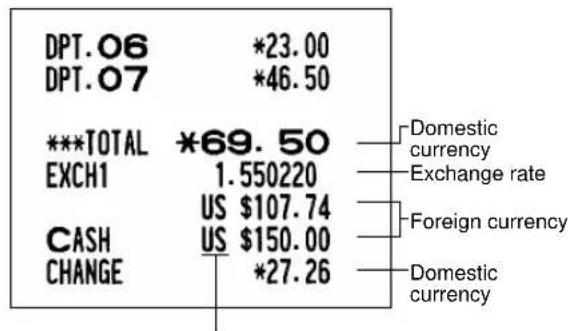 | Category | Value | Domestic currency | | :--- | :--- | :--- | | DPT.06 | *23.00 | | | DPT.07 | *46.50 | | | ***TOTAL EXCH1 | *69.50 | Exchange rate | | CASH CHANGE | US $107.74 | Foreign currency | | CASH CHANGE | US $150.00 | Domestic currency | | CASH CHANGE | *27.26 | |