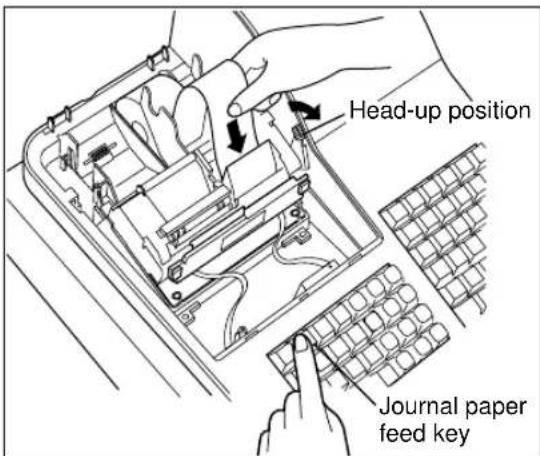 Head-up position. Journal paper feed key.