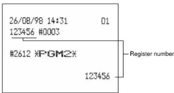 26/08/98 14:31 01 123456 #0003 #2612 *PGM2* 123456 Register number