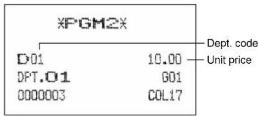 *PGM2X D01 10.00 DPT.01 G01 0000003 COL17 Dept. code Unit price