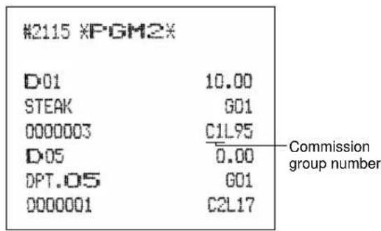 #2115 XPGM2X D01 10.00 STEAK G01 0000003 C1L95 D05 0.00 DPT.05 G01 0000001 C2L17 Commission group number