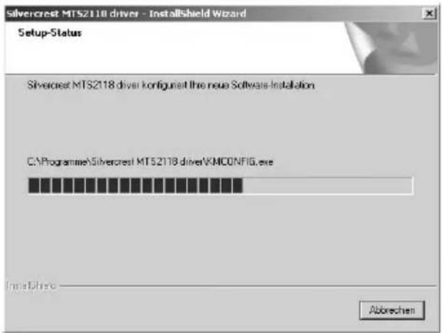 Silvercrest MTS2118 driver - InstallShield Wizard Setup-Status Silvercrest MTS2118 driver korfigunet ihre neue Software Installation C:\Programme\Silvercrest MT52118 driver\VMCO\NFIG.exe InstallDirect Abbrechen