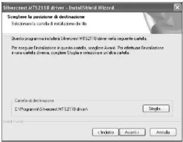 Silvercrest MT52118 driver - InstallShield Wizard Scegliere la posizione di destinazione Selezionare la catella di installazione da lla. Dusso programme installerà Silvercrest MT52118 driver nella seguente catella. Per eseguire l'installazione in questo catella, scegliere Avanti. Per effettuare l'in…