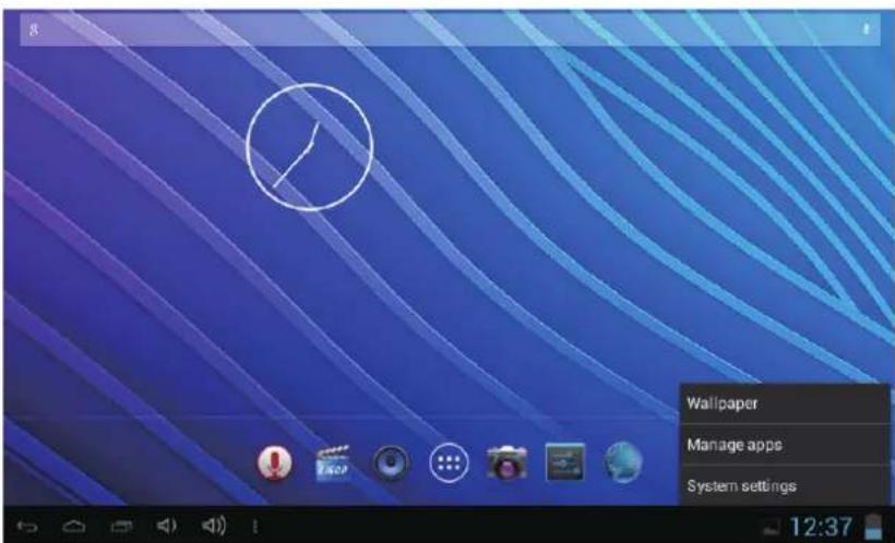 g Wallpaper Manage apps System settings 12:37