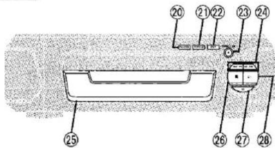 Technical diagram of a vehicle interior with numbered components for identification