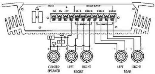 POWER 300 10V +12V 12-10 80Hz 80Hz 60Hz C3 CENTER SEAKER LEFT FRONT RIGHT BEAR LEFT RIGHT