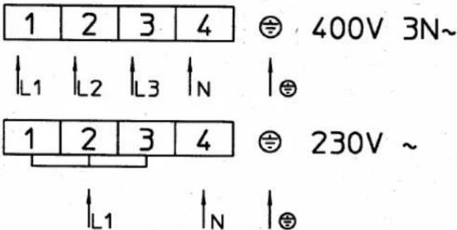 1 2 3 4 L1 L2 L3 LN 1 2 3 4 L1 LN 400V 3N~ 230V ~