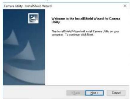 Camera Utility - InstallShield Wizard Welcome to the InstallShield Wizard for Camera Utility The InstallShield Wizard will install Camera Utility on your computer. To continue, click Next.