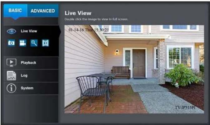 BASIC ADVANCED Live View Double click the image to view in full screen. 01-14-16 That 15:30:21 Playback Log System TV:JP315PI