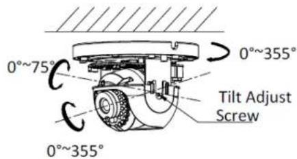 0°~75° 0°~355° Tilt Adjust Screw 0°~355°