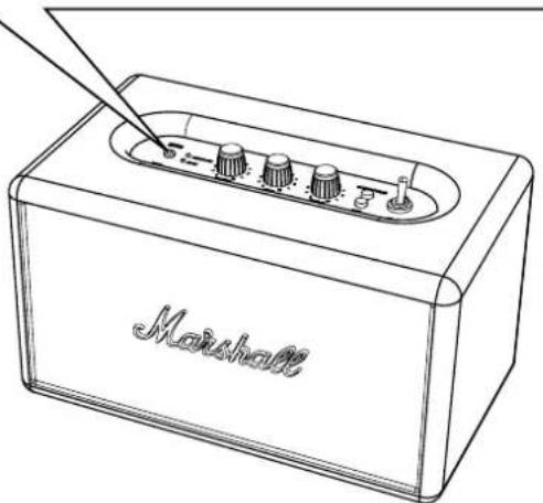 Line drawing of a Marshall radio receiver with a pointer and dials (no text or symbols on the device itself).