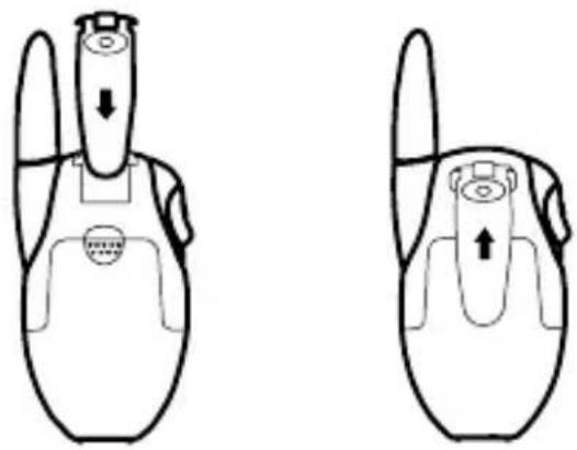 Two line drawings of a device with directional arrows indicating movement or force (no text or symbols)