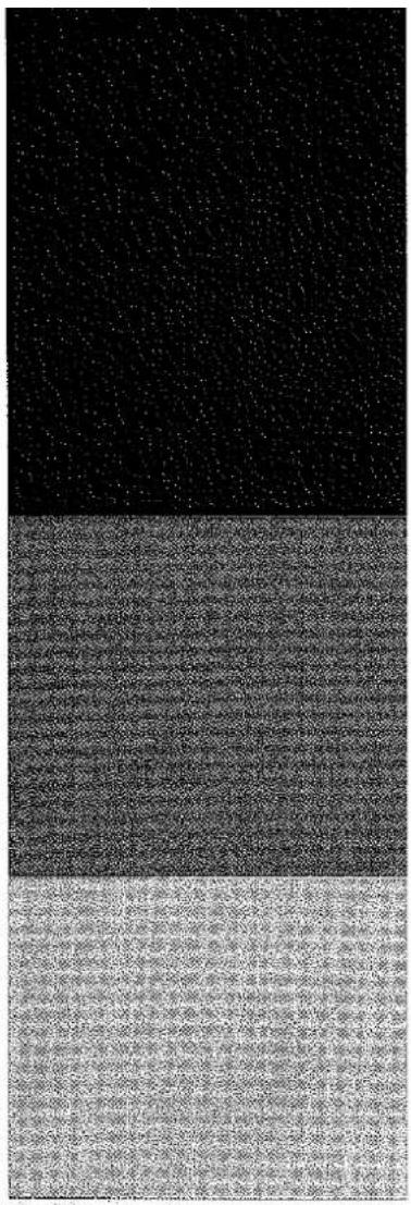 Three horizontal grayscale panels showing textured surfaces with no visible text or symbols