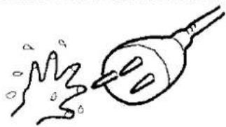 Simple line drawing of a syringe with a wavy line above it (no text or symbols)