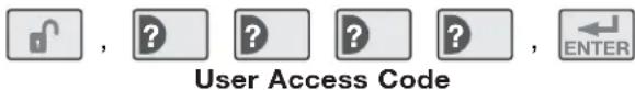 User Access Code , ? ? ? ? , ENTER