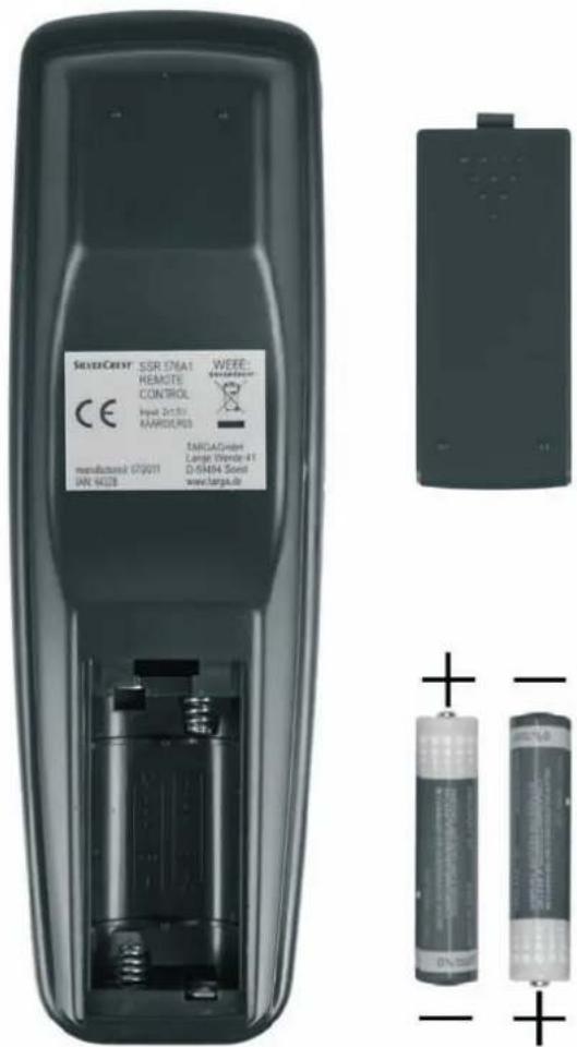 SILVERCREST SSR 576A1 WEEE REMOTE CONTROL Input: D+1.50 MARDOLR3 TARCA/Gruber Large Diameter #1 D-6484 Sound www.targa.de manufactured: 070011 IN: 6028