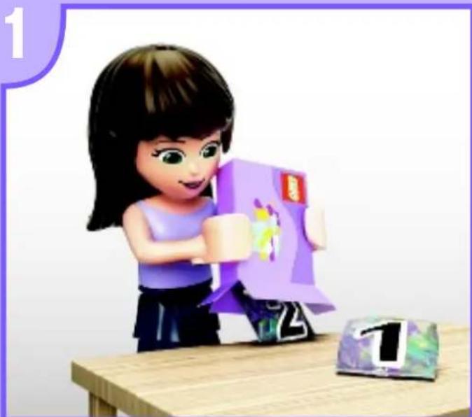 Illustration of a cartoon character holding a purple-themed object next to a numbered item (no text or symbols)