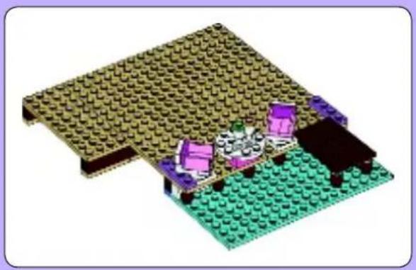 3D diagram of a building layout with purple and teal components, no text or symbols present